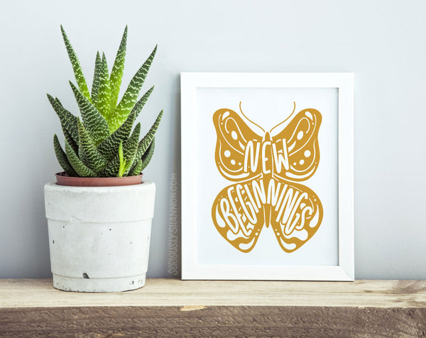 Copy of New Beginnings Butterfly Print - Gold
