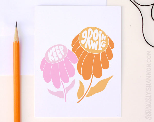 Keep Growing Card - Orange and Pink