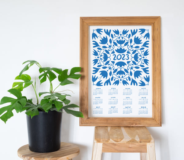 Modern Mandala Poster Calendar Royal Blue 2023