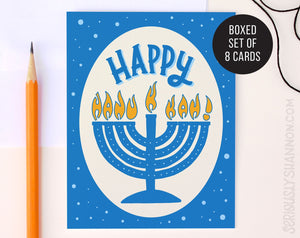 Happy Hanukkah Cards Set of 8