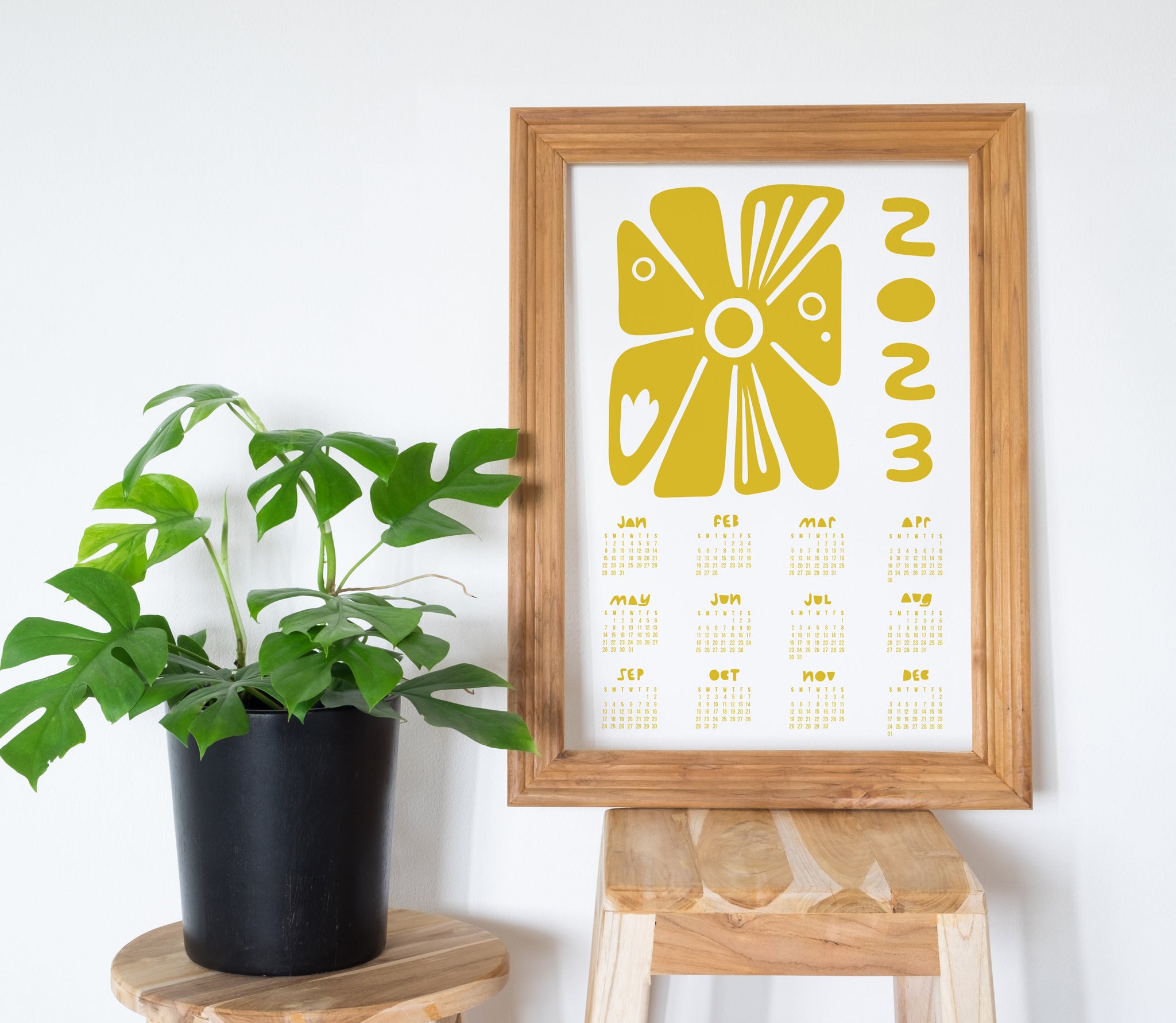 Modern Flower Poster Calendar Yellow 2023
