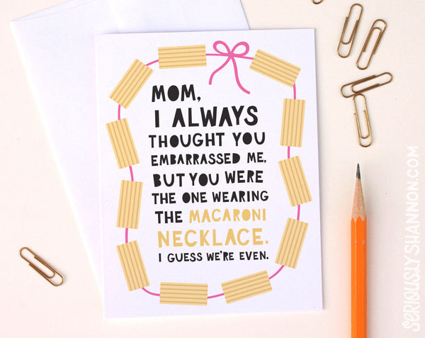 Macaroni Necklace Mother's Day Card