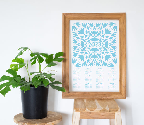 Modern Mandala Poster Calendar Blue 2023