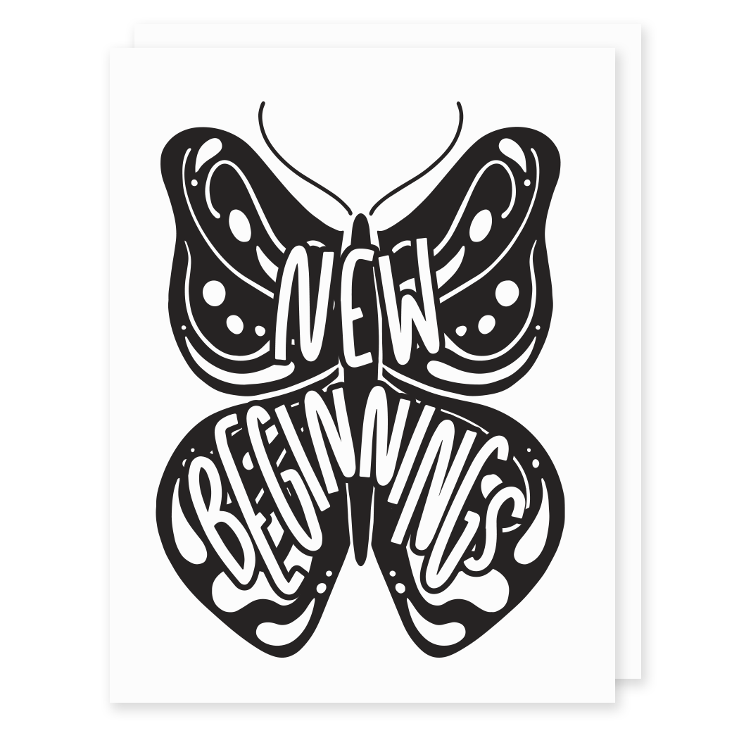 New Beginnings Butterfly Card - Black and White