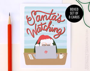 Santa's Watching Christmas Cards Set of 8