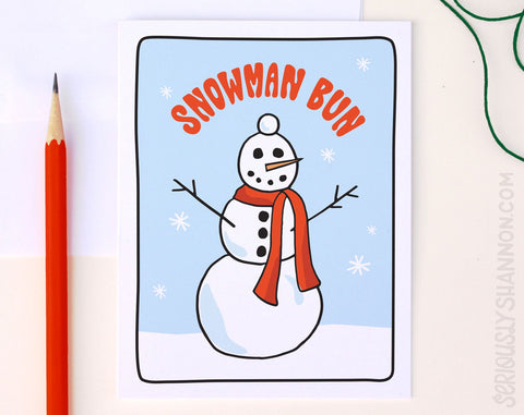Snowman Bun Holiday Card