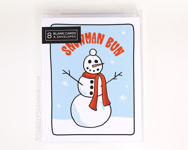 Snowman Bun Holiday Cards Set of 8