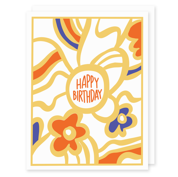 Swiggle Flowers Birthday Card