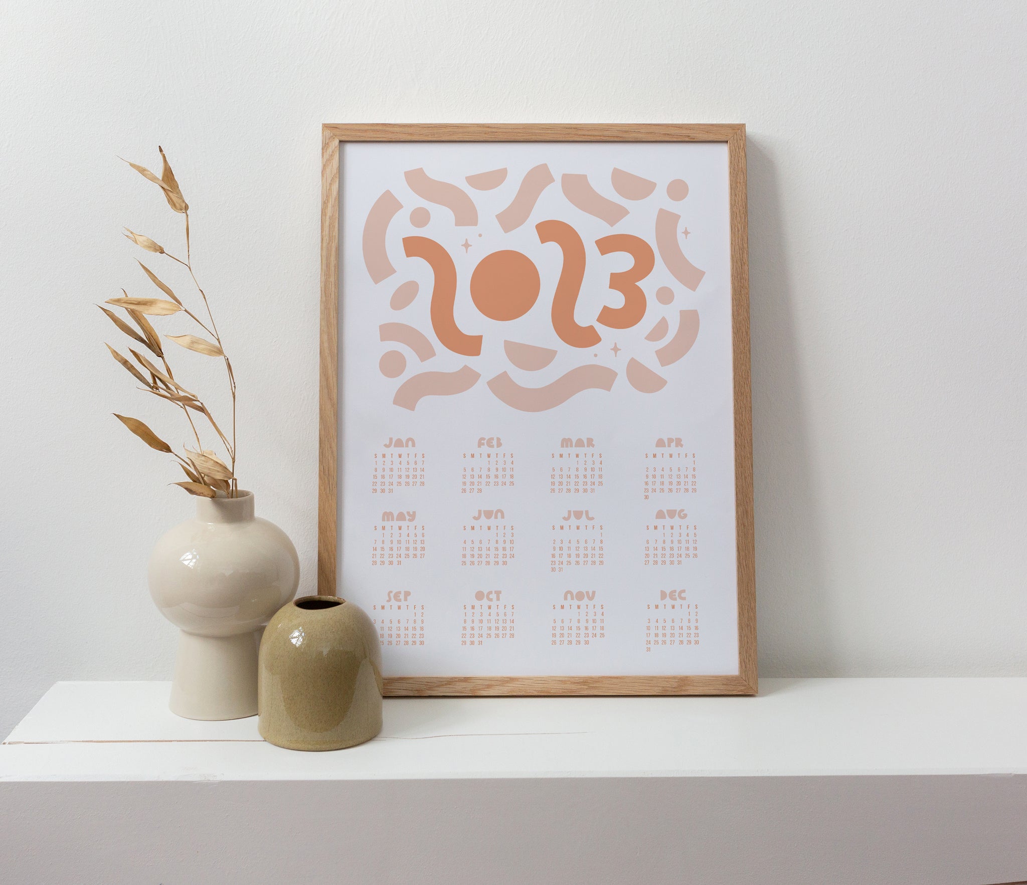 Modern Swiggle Poster Calendar Pink 2023