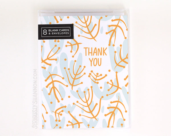 Thank You Card Set Orange Plants