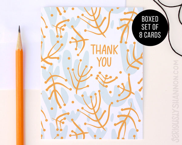 Thank You Card Set Orange Plants