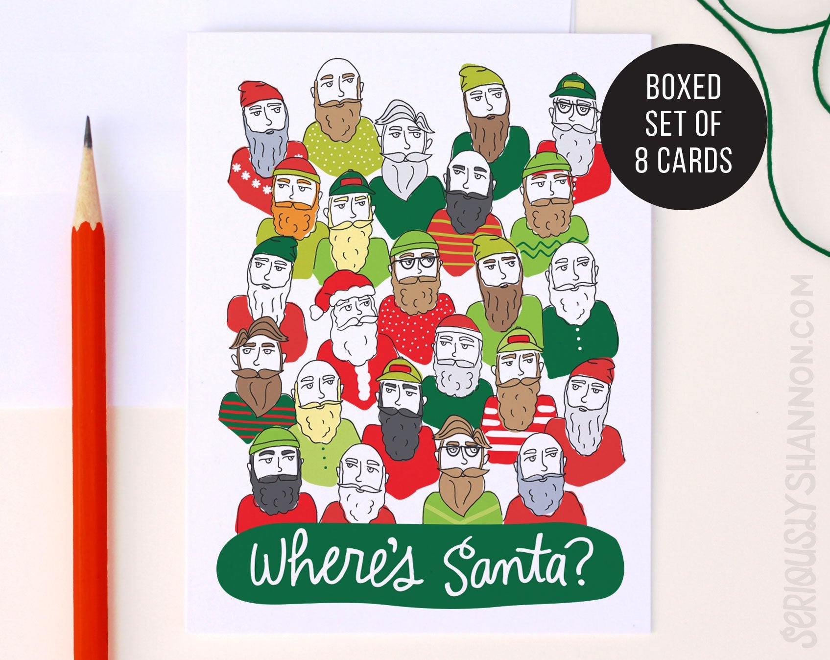 Where's Santa? Holiday Cards Set of 8